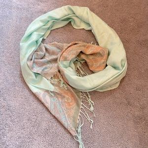 Mint green silky pashmina